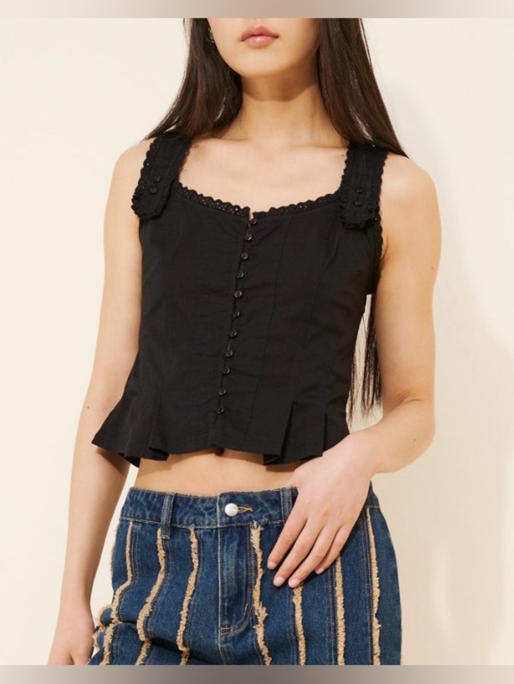 Free People Black Bridgette Corset Top Size Small